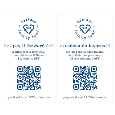 bartaco bFF cards, Pay it forward