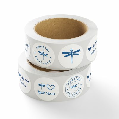 bartaco Stickers, Circle stickers, Mixed designs, Five designs, Roll of 500