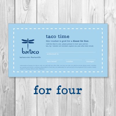 bartaco Taco Time Recovery Certificate for Four