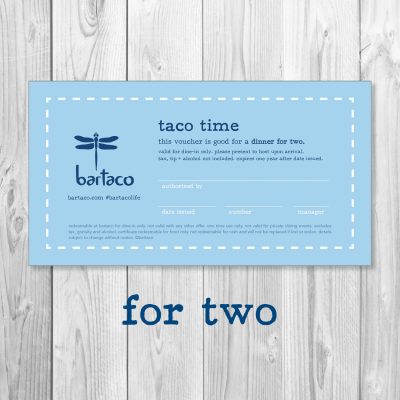 bartaco Taco Time Recovery Certificate for Two