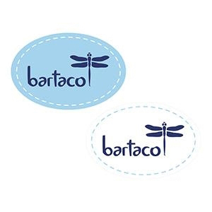 bartaco Oval Stickers, White with Logo, Light Blue with Logo