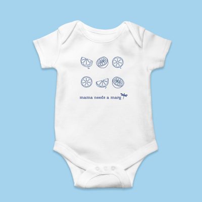 bartaco baby onesie, white, mama needs a marg