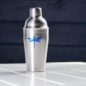 bartaco cocktail shaker, stainless steel with dragonfly logo