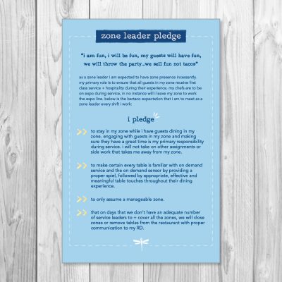 bartaco zone leader pledge poster, 11x17, product thumbnail