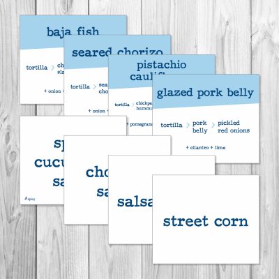 bartaco catering box stickers, 24 versions
