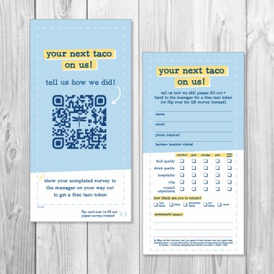 bartaco comment cards, CY/NY locations, paper, product thumbnail