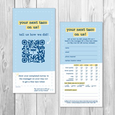 bartaco comment cards, NC/SC/TN locations, paper, product thumbnail